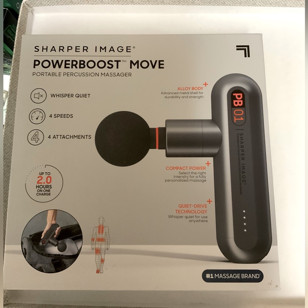 Sharper Image PowerBoost Move Portable Percussion Massager - Gray/Black